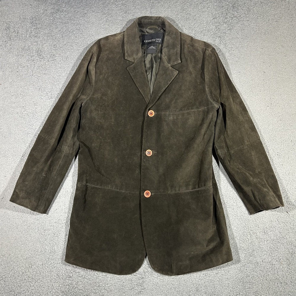 Vintage Kenneth Cole Brown Suede Leather Jacket Men's Medium Button Up Jacket
